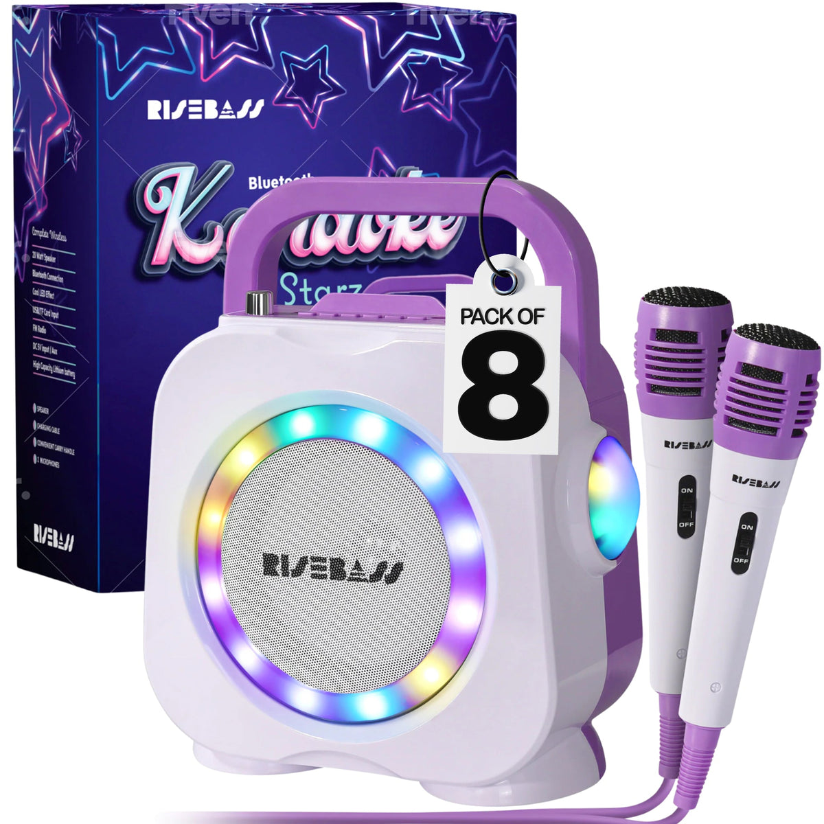 Kids Karaoke Machine with 2 Mics & LED Lights — Portable Bluetooth Speaker for Parties