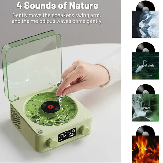 Retro Turntable Bluetooth Speaker with RGB Projection Lights — Vinyl Aesthetic Home Decor