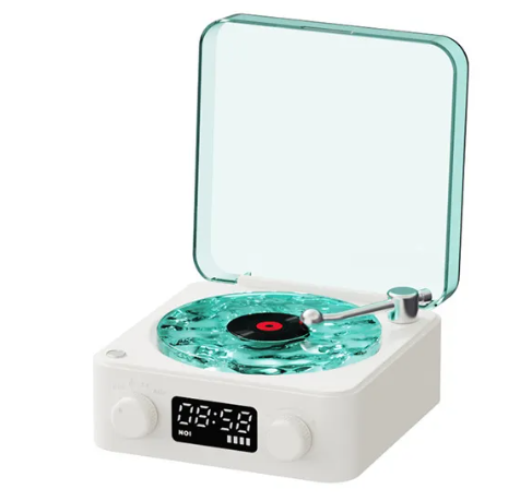 Retro Turntable Bluetooth Speaker with RGB Projection Lights — Vinyl Aesthetic Home Decor