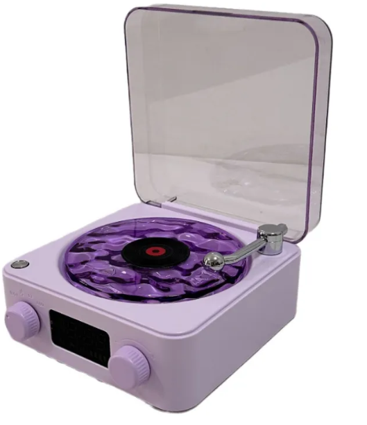 Retro Turntable Bluetooth Speaker with RGB Projection Lights — Vinyl Aesthetic Home Decor