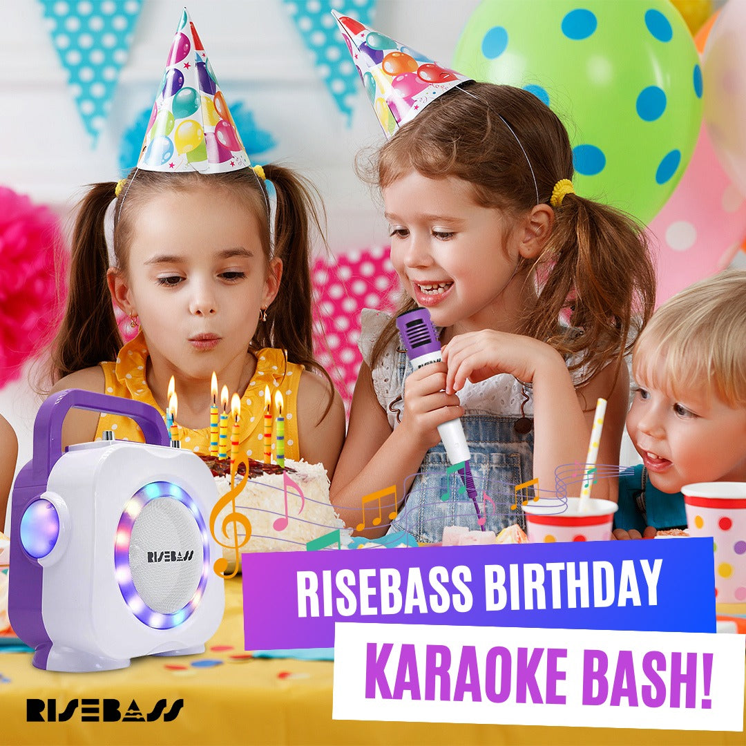 Kids Karaoke Machine with 2 Mics & LED Lights — Portable Bluetooth Speaker for Parties