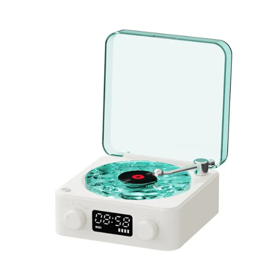 Retro Turntable Bluetooth Speaker with RGB Projection Lights — Vinyl Aesthetic Home Decor