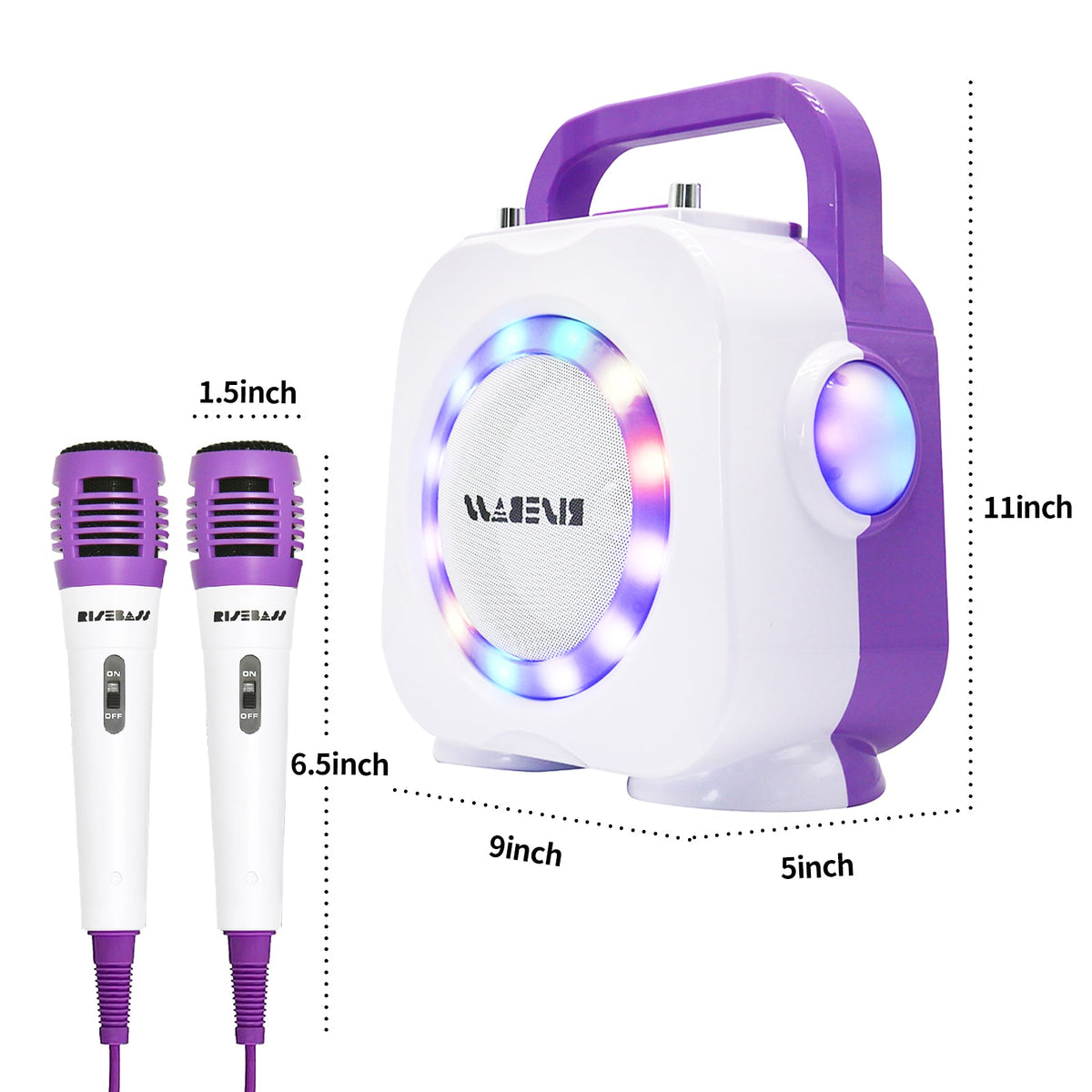Kids Karaoke Machine with 2 Mics & LED Lights — Portable Bluetooth Speaker for Parties
