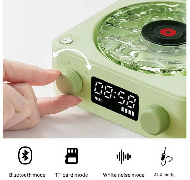 Retro Turntable Bluetooth Speaker with RGB Projection Lights — Vinyl Aesthetic Home Decor