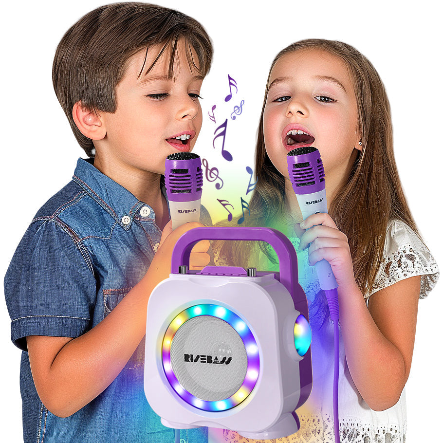 Kids Karaoke Machine with 2 Mics & LED Lights — Portable Bluetooth Speaker for Parties