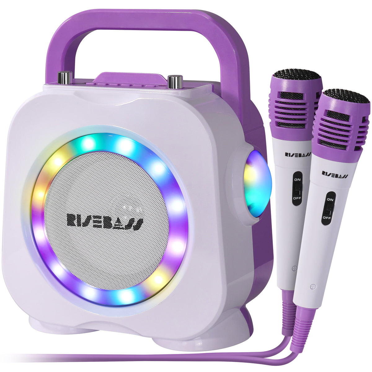 Kids Karaoke Machine with 2 Mics & LED Lights — Portable Bluetooth Speaker for Parties