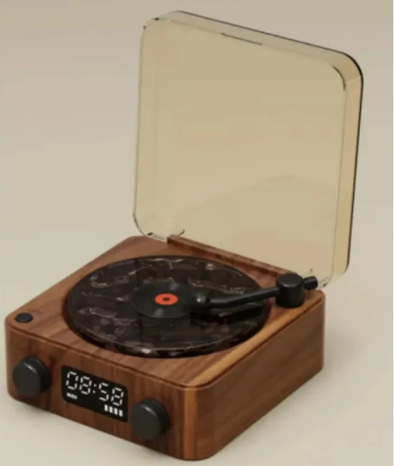 Retro Turntable Bluetooth Speaker with RGB Projection Lights — Vinyl Aesthetic Home Decor
