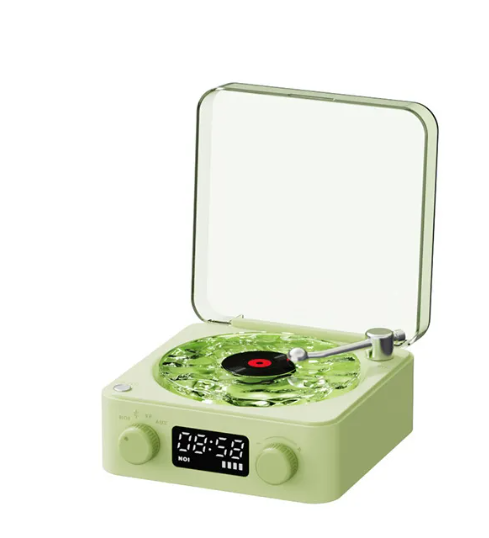 Retro Turntable Bluetooth Speaker with RGB Projection Lights — Vinyl Aesthetic Home Decor